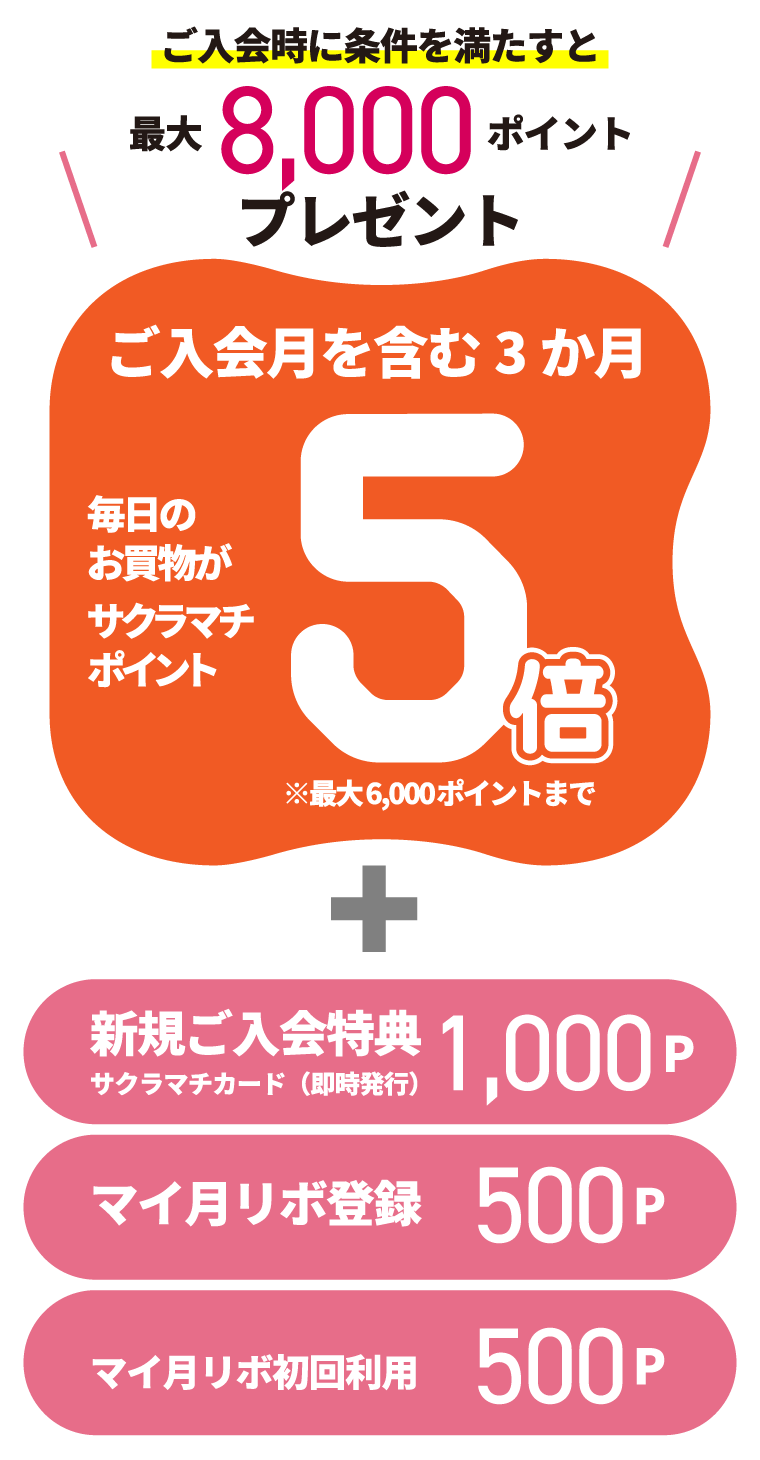 ご入会時に条件を満たすと最大8000ポイントプレゼントイメージ
